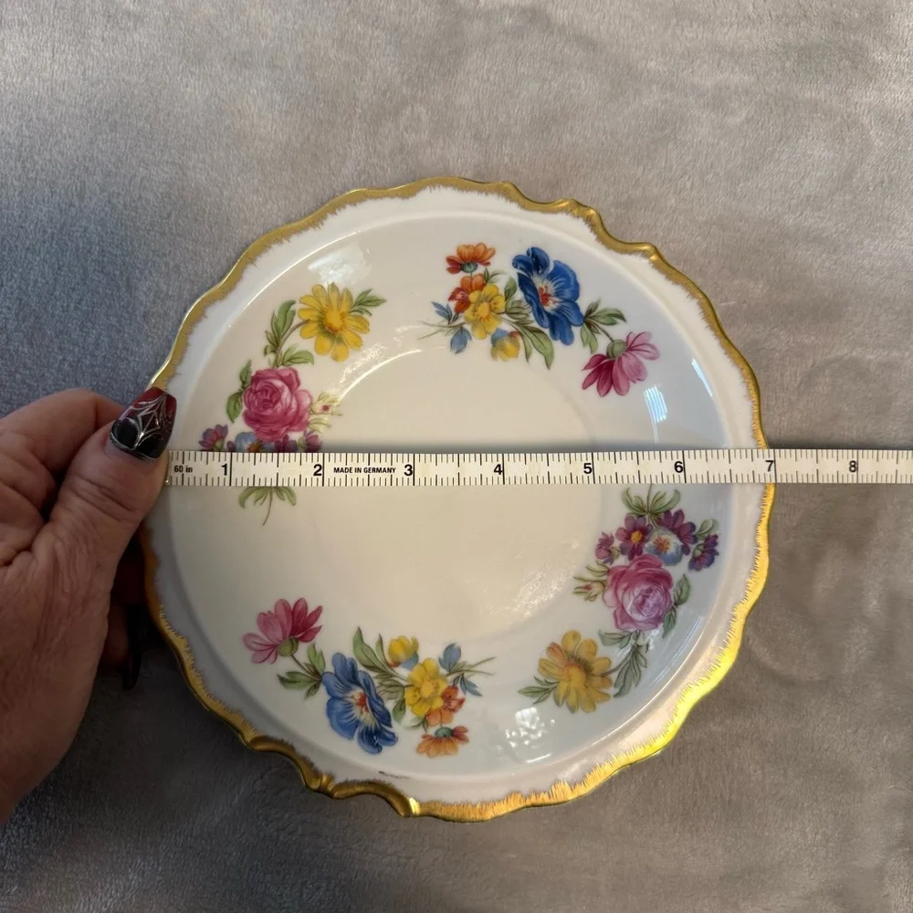 Vintage Lefton Bone China Plate Number 7255  Hand Painted‎ Floral, Gold Trim